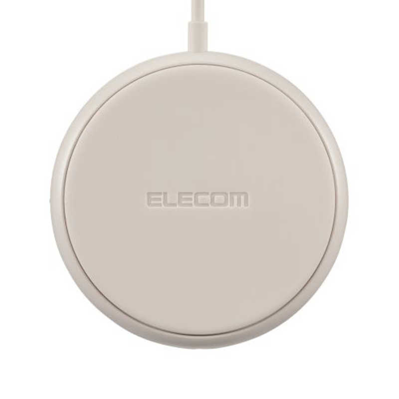 エレコム　ELECOM エレコム　ELECOM ワイヤレス充電器 Qi認証 5W 卓上 滑り止めパッド ケーブル一体 おくだけ充電 ベージュ W-QA25BE W-QA25BE
