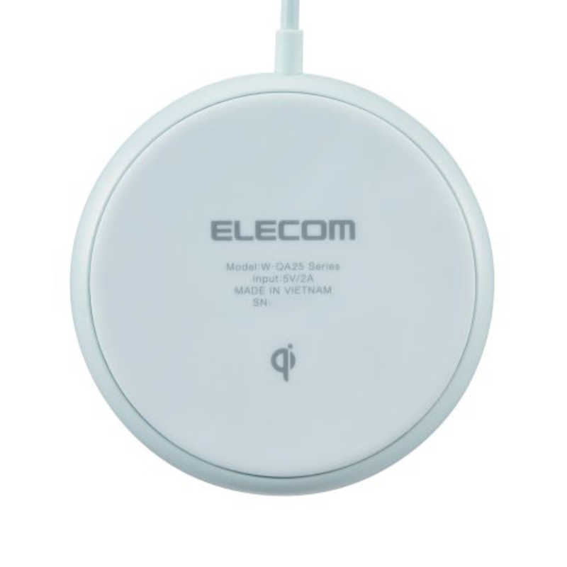 エレコム　ELECOM エレコム　ELECOM ワイヤレス充電器 Qi認証 5W 卓上 滑り止めパッド ケーブル一体 おくだけ充電 ブルー W-QA25BU W-QA25BU