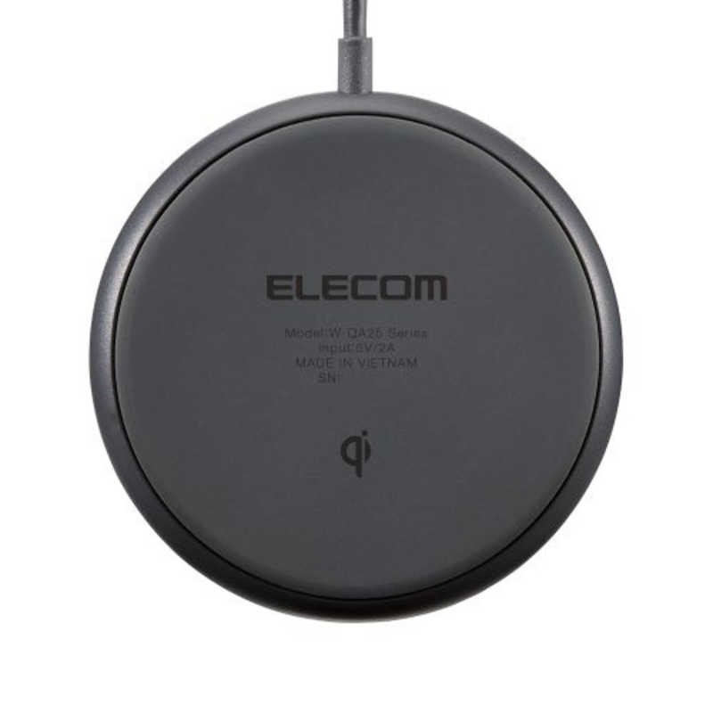 エレコム　ELECOM エレコム　ELECOM ワイヤレス充電器 Qi認証 5W 卓上 滑り止めパッド ケーブル一体 おくだけ充電 ダークグレー W-QA25DGY W-QA25DGY