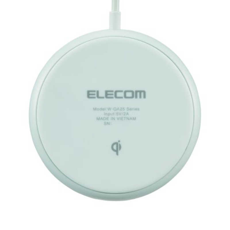 エレコム　ELECOM エレコム　ELECOM ワイヤレス充電器 Qi認証 5W 卓上 滑り止めパッド ケーブル一体 おくだけ充電 グリーン W-QA25GN W-QA25GN