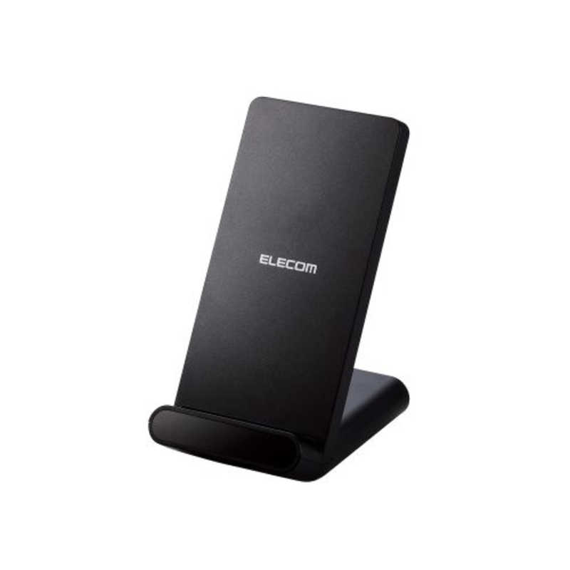 エレコム　ELECOM エレコム　ELECOM ワイヤレス充電器 Qi認証 5W スタンド 縦置き/横置き両対応 滑り止めパッド おくだけ充電 ブラック W-QS09BK W-QS09BK