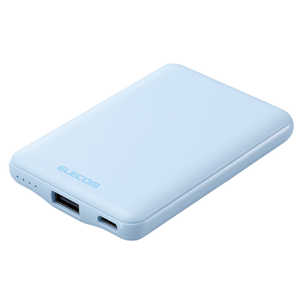 エレコム　ELECOM モバイルバッテリー 5000mAh 軽量 小型 最大15W PSE適合 ブルー 付属ケーブル長： 0.1m DE-C45-5000BU