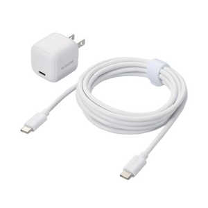 エレコム　ELECOM USB Type-C 充電器 PD 20W 1ポート Type C ケーブル 付属 2.5m 折りたたみプラグ ホワイト MPA-ACCP7720WH