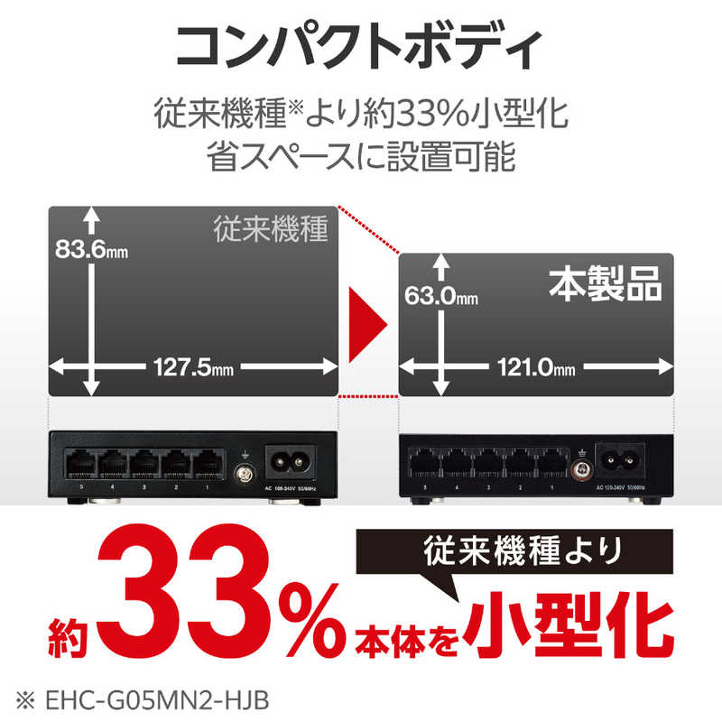 エレコム　ELECOM エレコム　ELECOM スイッチングハブ [5ポート /1Giga対応 /電源内蔵] メタル筐体 ブラック EHC-G05MN4-HJB EHC-G05MN4-HJB