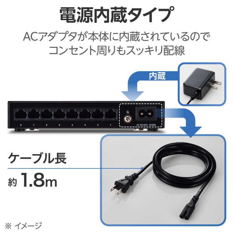 エレコム　ELECOM エレコム　ELECOM スイッチングハブ [8ポート /1Giga対応 /電源内蔵] メタル筐体 ブラック EHC-G08MN4-HJB EHC-G08MN4-HJB