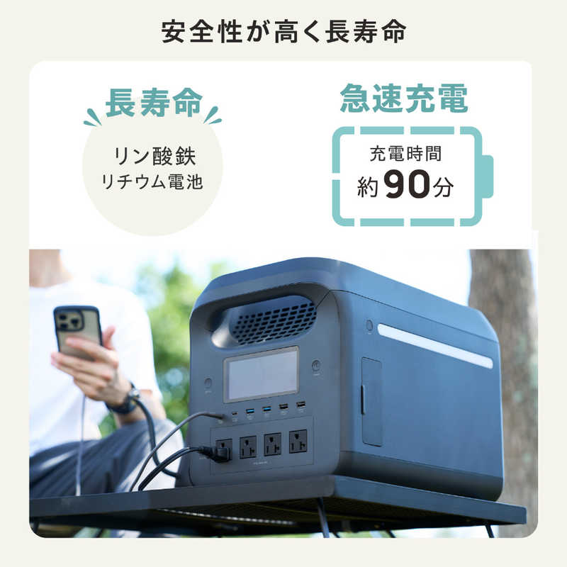 エレコム　ELECOM エレコム　ELECOM ポータブル電源 1229Wh (AC×4 Type-C×2 USB-A×4 カーアクセサリーソケット×1) ブラック DE-PS1200PBK DE-PS1200PBK