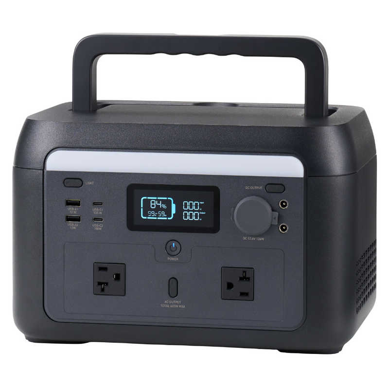 エレコム　ELECOM エレコム　ELECOM ポータブル電源 512Wh (AC×2 Type-C×2 USB-A×2 カーアクセサリーソケット×1) ブラック DE-PS500PBK DE-PS500PBK