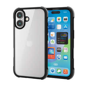 エレコム ELECOM iPhone 16(6.1インチ)ハイブリッドケース エアバッグ ブラック×クリア PMA24AHVAIRBK エレコム ELECOM iPhone 16(6.1インチ)ハイブリッドケース エアバッグ ブラック×クリア PMA24AHVAIRBK