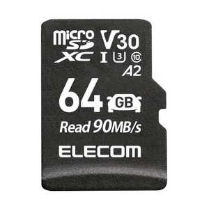 エレコム　ELECOM micro SDカード 64GB Class10 UHS-I U3 V30 A2 microSDXC 読込最大90MB/s MF-DRMR064GU13