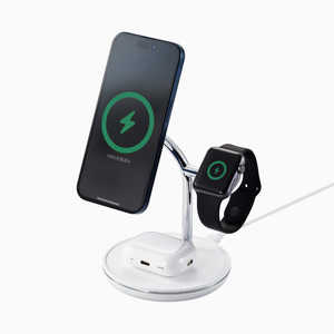 エレコム ELECOM マグネットQi2規格対応ワイヤレス充電器 スタンド型 3in1 Apple Watch高速モジュール付き MfA認証 W-MS08WH エレコム ELECOM マグネットQi2規格対応ワイヤレス充電器 スタンド型 3in1 Apple Watch高速モジュール付き MfA認証 W-MS08WH