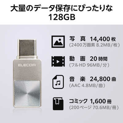 エレコム ELECOM USBメモリ 128GB USB3.2 USB Type-C ストラップホール 