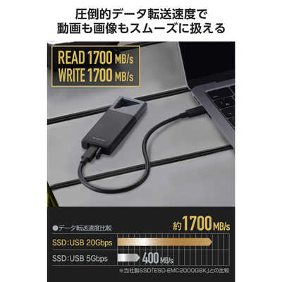 エレコム ELECOM 外付けSSD USB20Gbps対応 防塵 防滴 耐衝撃 Type-C 