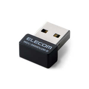 쥳 ELECOM WiFi ҵ ̵LAN ץ 600Mbps USB 2.0 Wi-Fi6 Windows 11/10б ӡեߥ WPA3 ֥å WDC-X600DU2M-B