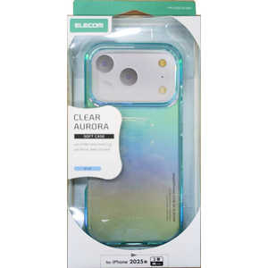 エレコム ELECOM iPhone 17 Proケース ソフトケース クリアオーロラ メタルリング付 ブルー PMA25CUCABU エレコム ELECOM iPhone 17 Proケース ソフトケース クリアオーロラ メタルリング付 ブルー PMA25CUCABU