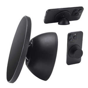 エレコム　ELECOM MagSafe対応 スマホスタンド スマホグリップ 両面マグネット メタルプレート付属 ブラック P-DSMMWBK
