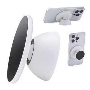 エレコム　ELECOM MagSafe対応 スマホスタンド スマホグリップ 両面マグネット メタルプレート付属 ホワイト P-DSMMWWH