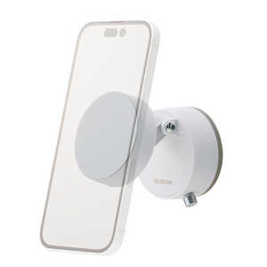 エレコム　ELECOM スマホホルダー マグネット MagSafe対応 真空吸盤固定 机 壁設置可能 スマホスタンド 折りたたみ式 iPhone Android対応 メタルプレート付 MAGKEEP ホワイト P-DSMSCWWH