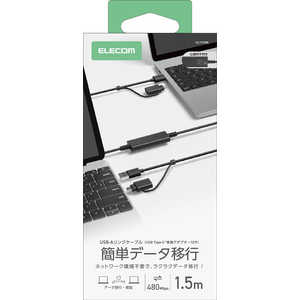 GR ELECOM f[^ڍsP[u USBNP[u 1.5m Win11/10/MacΉ USB2.0/480Mbps hbOhbv CXg[sv L[{[hE}EXL T