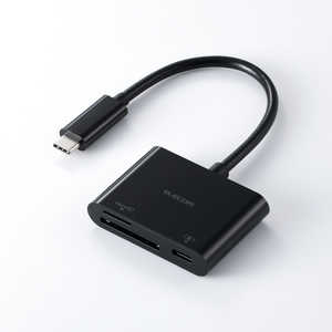 GR ELECOM SDJ[h[_[ Type-C SD/microSDΉ PD100W [dȂf[^] P[ǔ^ ubN MR3C-C20PBK