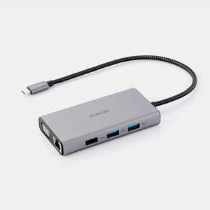 エレコム ELECOM ドッキングステーション 10-in-1 USB-C ハブ PD 100W HDMI 4K/30Hz VGA 1080p USB-A×3 LAN SD/microSD アルミ筐体 シルバー DST-101BPSV