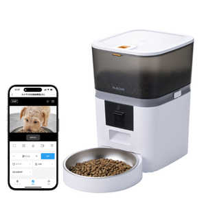 エレコム　ELECOM 自動給餌器 猫 犬 4L カメラ付き 1080p 暗視 Wi-Fi2.4/5GHz 動体検知 スマホ遠隔操作 10秒音声録音 7g単位 ステンレスボウル 乾燥剤 2WAY給電 給餌記録 ホワイト PET-AF01CAWH