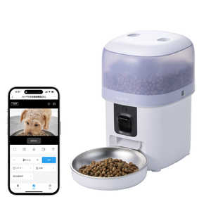 エレコム　ELECOM スマホ対応カメラ付き自動給餌器 (2L/ドライフード専用) PET-AF05CAWH