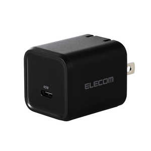 �G���R�� ELECOM 45W USB-C �[�d�� PD/PPS�Ή� GaN II�̗p �܂肽���݃v���O �R���p�N�g PSE�K�� �X�}�z/�^�u���b�g/�m�[�gPC�Ή� �u���b�N MPA-AC12245BK