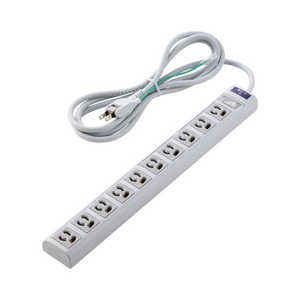 エレコム　ELECOM 電源タップ 3ピン 10個口 2m マグネット 雷ガード 抜け止め コード側5口一括スイッチ オフィス 会議室 ライトグレー T-T05-31020LGRS
