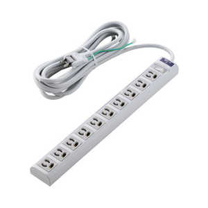 エレコム　ELECOM 電源タップ 3ピン 10個口 5m マグネット 雷ガード 抜け止め コード側5口一括スイッチ オフィス 会議室 ライトグレー T-T05-31050LGRS