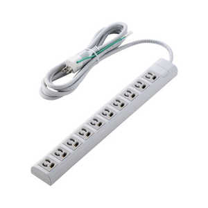 エレコム　ELECOM 電源タップ 3ピン 10個口 3m マグネット 雷ガード 抜け止め 3ピン→2ピン変換アダプター付 オフィス 会議室 ライトグレー T-Y133NDA