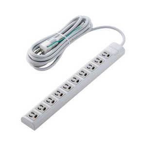 エレコム　ELECOM 電源タップ 3ピン 10個口 5m マグネット 雷ガード 抜け止め 3ピン→2ピン変換アダプター付 オフィス 会議室 ライトグレー T-Y135NDA