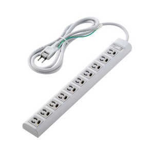 エレコム　ELECOM 電源タップ 3ピン 10個口 2m マグネット 雷ガード 抜け止め 一括スイッチ オフィス 会議室 ホワイト T-Y3A-31020WH