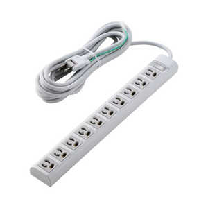 エレコム　ELECOM 電源タップ 3ピン 10個口 5m マグネット 雷ガード 抜け止め 一括スイッチ オフィス 会議室 ホワイト T-Y3A-31050WH
