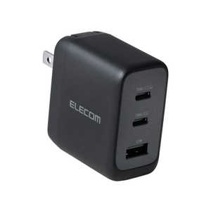 エレコム　ELECOM USB 充電器 70W PD PPS対応 3ポート USB-C×2＋USB-A GaN II コンパクト AdjustCharge搭載 折りたたみプラグ PSE適合 ACDC-PD12770BK
