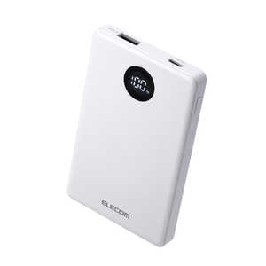 �G���R�� ELECOM ���o�C���o�b�e���[ 5000mAh ���^ �y�� 22.5W PSE�K�� ���ő̃��`�E�� iPhone Android Switch �Ή� LED�c��1���\�� �z���C�g DE-C85-5000WH