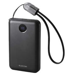 �G���R�� ELECOM ���o�C���o�b�e���[ 10000mAh �ő�30W USB-C ×2 USB-A ×1 PD/PPS �c�ʕ\�� �X�g���b�v�^�P�[�u���t�� �u���b�N DE-C88-10000BK