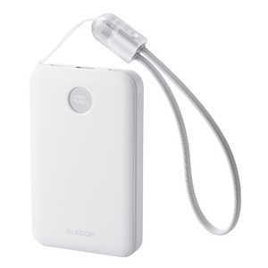 �G���R�� ELECOM ���o�C���o�b�e���[ 10000mAh �ő�30W USB-C ×2 USB-A ×1 PD/PPS �c�ʕ\�� �X�g���b�v�^�P�[�u���t�� �z���C�g DE-C88-10000WH