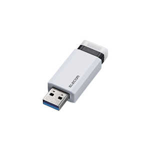 エレコム　ELECOM USBメモリ 256GB ノック式 キャップレス USB-A USB3.2 Gen1 読み込み最大100MB/s LED動作ランプ パスワード/AES暗号化 Windows Mac対応 ホワイト MF-PKU3256GWH