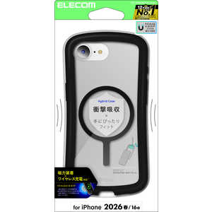 �G���R�� ELECOM iPhone 17e Grippy �t���[���J���[ MAGKEEP�u���b�N PM-A26SGRPFMBK