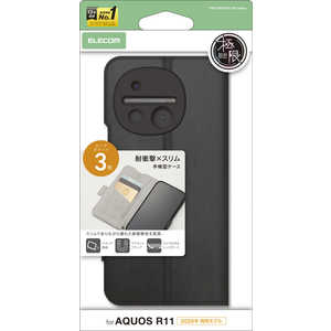 �G���R�� ELECOM AQUOS R11/�蒠�^�P�[�X ���Εt �ϏՌ� �Ɍ�/�u���b�N PMS262PLFU3KBK