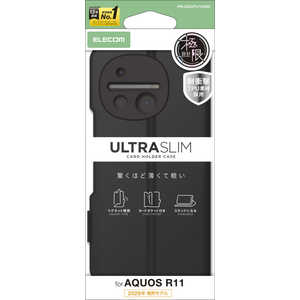 �G���R�� ELECOM AQUOS R11/�蒠�^�P�[�X ���^ ���Εt �Ɍ�/�u���b�N PMS262PLFUKBK