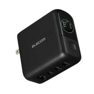 �G���R�� ELECOM �[�d�� �ő�140W �[�d�󋵕\�� USB-C ×3 USB-A ×1 �����[�d USB PD EPR AVS�Ή� GaN II Plus�̗p PSE�K�� �u���b�N ACDC-PD132140BK