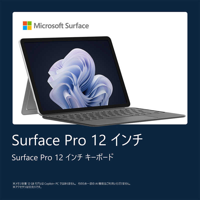 マイクロソフト　Microsoft マイクロソフト　Microsoft Surface Pro 12 インチ Snapdragon X Plus/12GB/256GB プラチナ EP2-81996 EP2-81996
