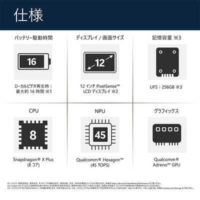 マイクロソフト Microsoft Surface Pro 12 インチ Snapdragon X Plus