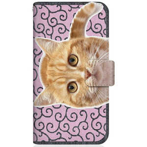 CASEMARKET SHARP AQUOS SH-M01 スリム手帳型ケース ノート キュート 甘えんぼう 茶トラ 猫 ペロペロするにゃ~。 にゃんとも 和風 だにゃ~。 唐草模様 ピンク SH CASEMARKET SHARP AQUOS SH-M01 スリム手帳型ケース ノート キュート 甘えんぼう 茶トラ 猫 ペロペロするにゃ~。 にゃんとも 和風 だにゃ~。 唐草模様 ピンク SH