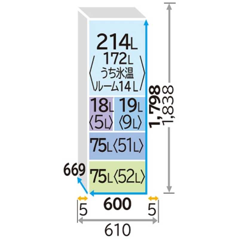 日立　HITACHI 日立　HITACHI 5ドア冷蔵庫 （401L）　R-K40G-SN ステンレスシャンパン 「フロストリサイクル冷却 ビッグ＆スリム60」　ステンレスシャンパン R-K40G R-K40G