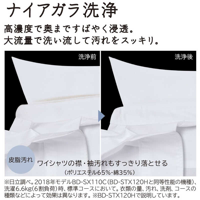 日立　HITACHI 日立　HITACHI ドラム式洗濯機 ビッグドラム 洗濯12.0kg 乾燥6.0kg ヒーター乾燥(水冷・除湿) (右開き) BD-STX120HR-W ホワイト BD-STX120HR-W ホワイト