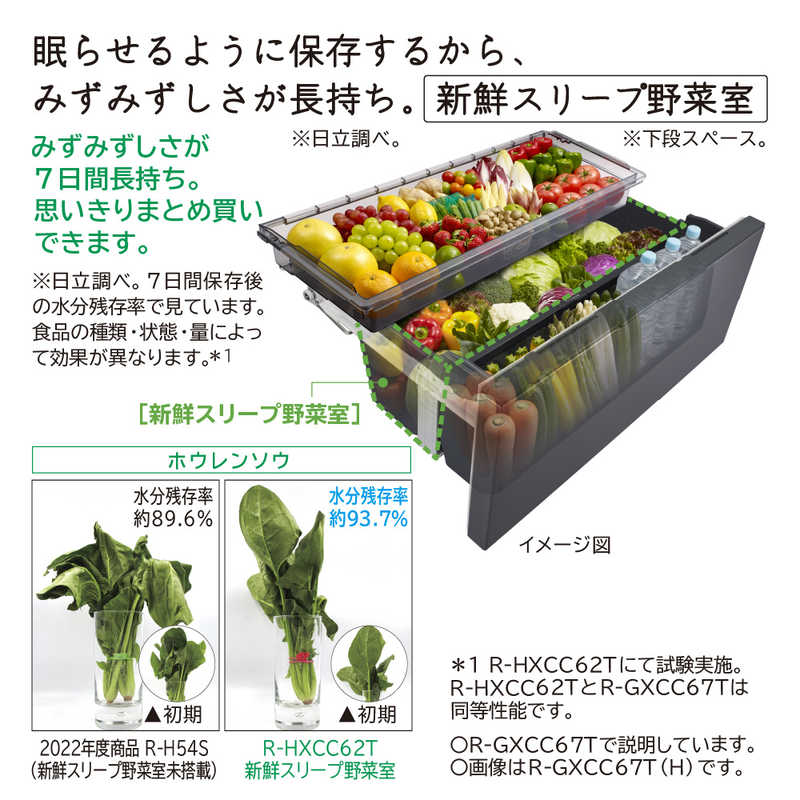 日立　HITACHI 日立　HITACHI 冷蔵庫 GXCCタイプ 6ドア フレンチドア(観音開き) 670L R-GXCC67T-H バイブレーションモーブグレー R-GXCC67T-H バイブレーションモーブグレー