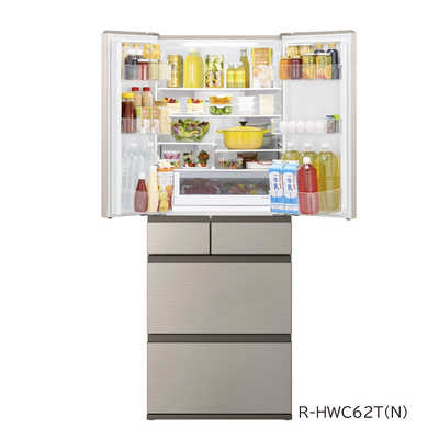 し*ん様 未使用・冷蔵庫 617L ドア 6ドア 日立 R-HWC62T(N) 日立 R-HWC62T(N) ライトゴールド [冷蔵庫 (617L・フレンチドア