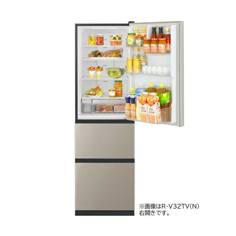 日立　HITACHI 日立　HITACHI 冷蔵庫 3ドア Vタイプ 幅54cm 315L 右開き R-V32TV-N ライトゴールド R-V32TV-N ライトゴールド